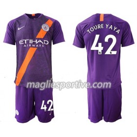 Completo Calcio Manchester City Toure Yaya 42 Bambino Divisa Terza 2018/2019